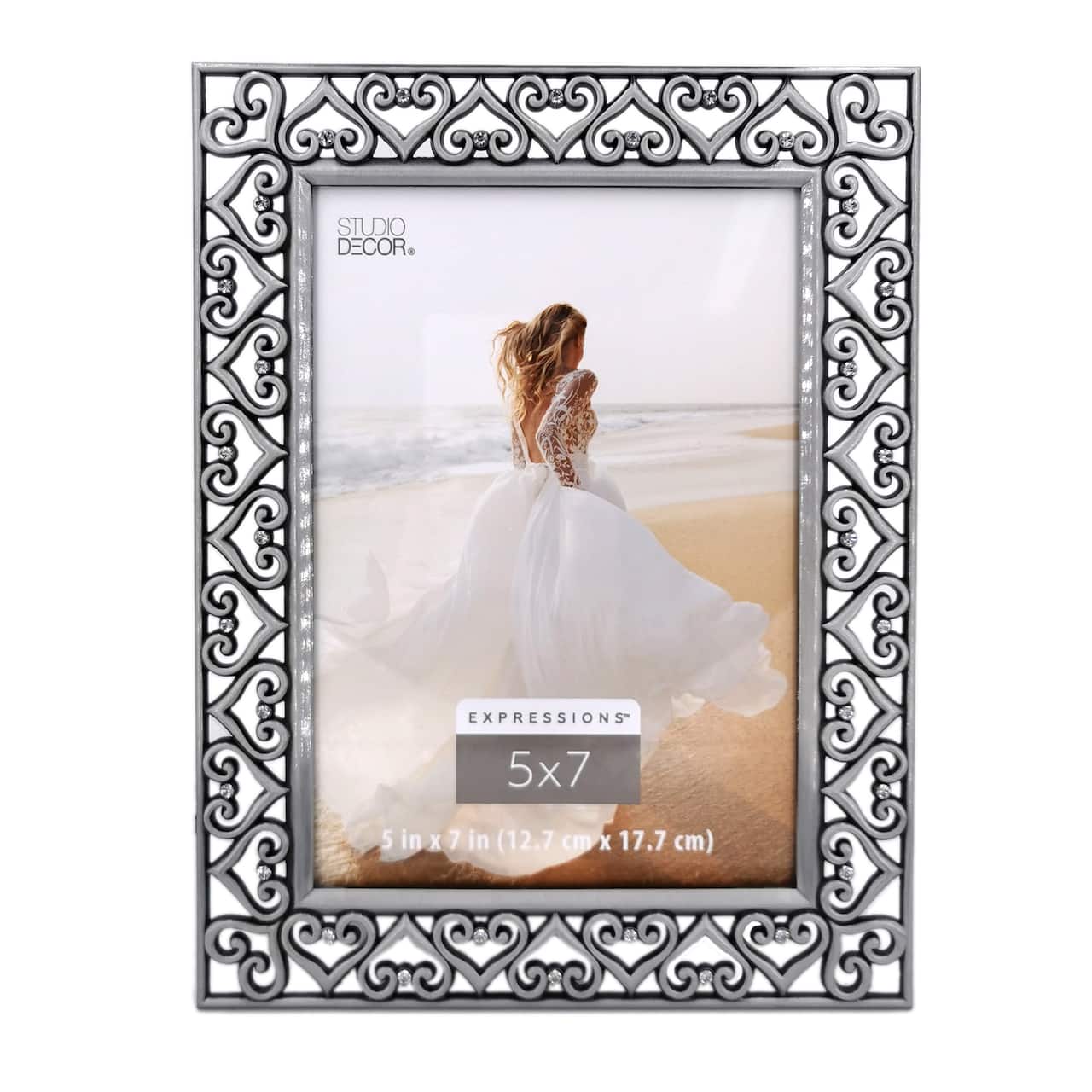 12 Pack: Pewter Jeweled Hearts 5" x 7" Frame, Expressions™ by Studio Décor®